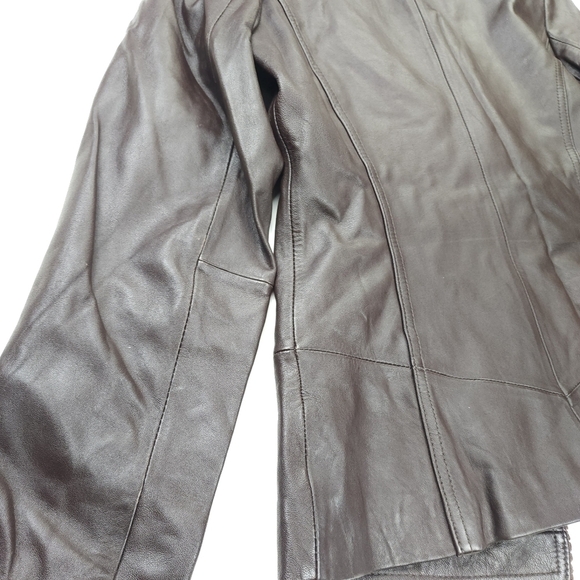 Jaclyn Smith Brown Leather Jacket sz 10 - Picture 10 of 13